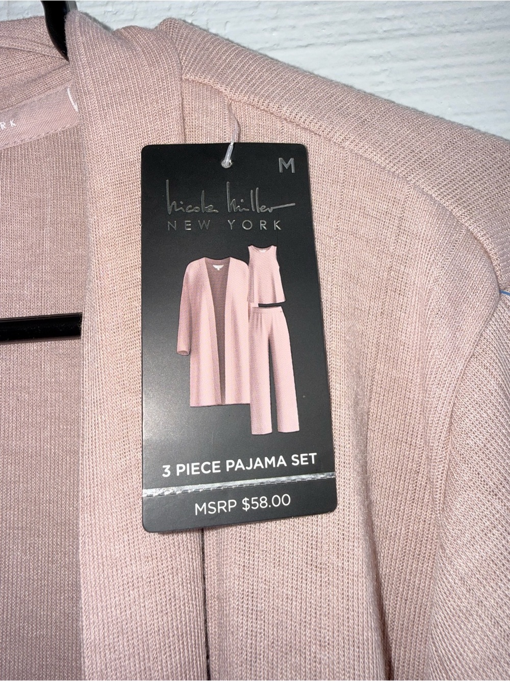 Nicole Miller New York Long Open Front Cardigan Robe Pink Womens Medium NWT - Picture 4 of 11
